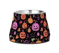 Halloween Pumpkins Stars Witch Mushrooms Feeder Dogs Bowls Elevated Stainless Steel Cats Basic Bowls for Small Pet Whisker Fatigue