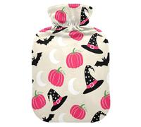Halloween Pumpkins Witch Hat Hot Water Bottle with Cover for Pain Relief Feet and Bed Warmer for Women, 2L