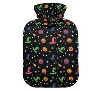 Halloween Pumpkins Witch Hats Hot Water Bottle with Cover for Pain Relief Feet and Bed Warmer for Headaches, 1L