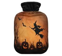 Halloween Pumpkins Witch Orange Hot Water Bottle with Cover for Pain Relief Heating Bottles for Sports Injuries, 2L