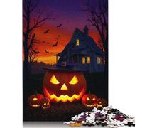 Halloween Pumpkins with Witch Hat Puzzles for Adults 500 Pieces Puzzle Jigsaws for Adults Home Decoration Puzzle Toys 500pcs (52x38cm)