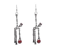 Halloween Punk Earrings Vintage Gothic Festive Dancing Skeletons with Little Bows and Jack-o-lanterns Funny Earring Human Skeleton Earrings for Women