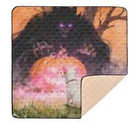 Halloween Pup & Mystic Pumpkin Fiend Large Stylish Baby Gym & Activity Mat for Indoor Outdoor Lightweight Travel Play Mat for Newborns Babies Infants Toddlers, 50'' x 50''