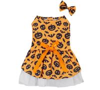 Halloween Puppy Dog Dress Pet Supplies Halloween Pet Transform Dress And Bow Hairpin Cute Pumpkin And Bat Pattern Skirt Headdress Set Halloween Wedding Birthday Holiday Party Yellow L