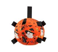 Halloween Puppy Soccer Ball with Straps | Ghost Design Dog Soccer Ball | Interactive Training Bell Toy for Small Medium Dogs | Chew Balls for Teething, Chasing, Hunting & Outdoor Boredom Reliefs