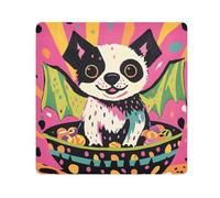 Halloween puppy with bat wings colorful Magic Sticker Makeup Holders Cloth Portable Makeup Organizer Wrap Camera Lens Cloth Wrapper Cosmetic Organizers For Travel Size 21.7x21.7in