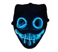 Halloween Purge LED Light-Up - Scary Glowing for Adults, Kids, Couples - EL Wire Party Festival Mqs916 (Blue, 23x17cm)