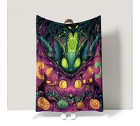 Halloween Purple Blanket Fantastic Dark Creative Artistic Warm Bed Blanket Soft Fuzzy Cozy For children teenagers adults and the elderly Throw (130 x 150CM)