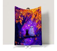 Halloween Purple Couch Blanket Fantastic Fairytale Healing Artistic Blanket Lightweight For children teenagers adults and the elderly King (220 x 240 CM)