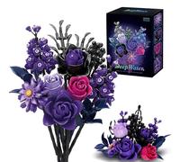 Halloween Purple Flowers Gothic Rose, Compatible with Lego Flowers Gift for Adults Women Girls Home Botanical Decoration for Birthday, Mother's Day, Christmas 8-16+ (822PSC)