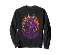 Halloween Purple Horned Demon Monster Claws Fangs Flames Sweatshirt