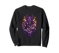 Halloween Purple Horned Demon Monster Claws Fangs Flames Sweatshirt