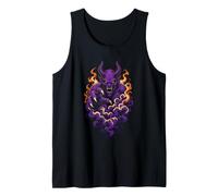Halloween Purple Horned Demon Monster Claws Fangs Flames Tank Top
