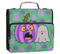 Halloween Purple Jack-o'-Lanterns and Ghosts 1.5 Inch 3 Rings Organizer Binder with Handle Multi-Pocket School Supplies Organizer Suitable for Middle School