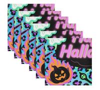 Halloween Purple Leopard Print Pumpkin Decorative Heavy Cloth Dinner Napkins Fiesta Wedding Napkin Wedding Party Pack servilletas de Tela para Bordar Halloween Decorations 20 x 20in Set