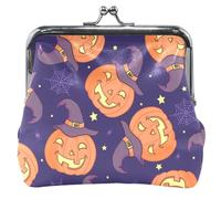 Halloween Purple Pumpkin Wallet for Men Women Leather Buckle Kiss Closure Small Change for Halloween Purple Pumpkin UNITALLA Classic Halloween Halloween, Halloween Purple Pumpkin, UNITALLA, Classic