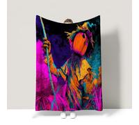Halloween Purple Travel Blankets Fantastic Dark Retro Artistic Throw Blanket Lightweight For children teenagers adults and the elderly King (220 x 240 CM)