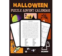 Halloween Puzzle Advent Calendar: 31-Day Countdown with Mazes, Word Searches, and Sudoku | Fun Spooky Black & White Puzzle Book for October