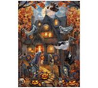 Halloween Puzzle for Adults 1000 Pieces, Haunted House Horror Witch Ghost Puzzle Autumn, Skull Fall Pumpkin Challenge Jigsaw Puzzles