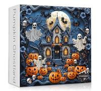 Halloween Puzzles for Adults 1000 Pieces,Haunted House Puzzles Ghost Pumpkin Skull Puzzle Bats, Horror Halloween Holiday Jigsaw Puzzles Spooky Scary Skeleton