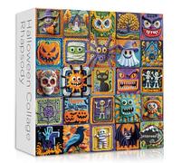 Halloween Puzzles for Adults 1000 Pieces, Horror Puzzle Feature Witch Black Cat Bat Pumpkin Skull,Ghost Fall Jigsaw Puzzles Unique Art College