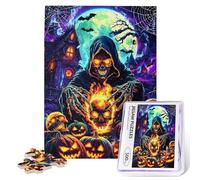 Halloween Puzzles for Adults 500 Pieces Haunted House Scene Jigsaw Puzzles Horror Skull Pumpkin Wooden Puzzle for Fun Family Game Motivational Toy Educational Intellectual
