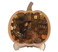 Halloween Puzzles for Kids Cute Wooden Pumpkin Ghost with Display Stand