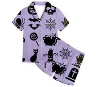 Halloween Pyjamas Boys Girls Cotton Toddler Clothes Pjs Skeleton Pumpkin Sleepwear Set Nightwear Ghost Print Pajamas Unicorn pajama Purple