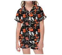 Halloween Pyjamas Boys Girls Cotton Toddler Clothes Pjs Skeleton Pumpkin Sleepwear Set Nightwear Outfits Pants Sets Family Matching Pajamas Black