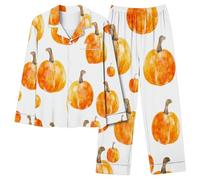 Halloween Pyjamas Set for Women Witch Long Sleeve Sleepwear Printed Bottoms Pjs Spider Two Piece Soft Nightwear Loungewear Skull Pajamas Long Pants Co Ord Sets, White, L
