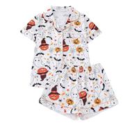 Halloween Pyjamas Sets for Women Uk Sleep Wear Night Clothes Short Men Sleeping Womens Women's Set Shirts Mens Cotton Ladies Cropped Shirt