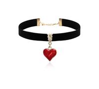 Halloween Queen of Hearts Costum Women Red Heart Queen Black Choker Necklace for Women Vintage Velvet Halloween Accessories Costums Party Vampire Jewelry, Zinc Alloy, no gemstone