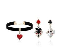 Halloween Queen of Hearts Costum Women Red Heart Queen Black Choker Necklace for Women Vintage Velvet Halloween Accessories Costums Party Vampire Jewelry, Metal, no gemstone
