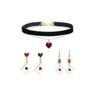 Halloween Queen of Hearts Costum Women Red Heart Queen Black Choker Necklace for Women Vintage Velvet Halloween Accessories Costums Party Vampire Jewelry, Metal, no gemstone