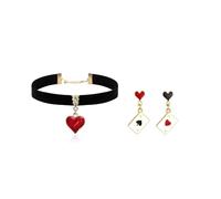 Halloween Queen of Hearts Costum Women Red Heart Queen Black Choker Necklace for Women Vintage Velvet Halloween Accessories Costums Party Vampire Jewelry, Metal, no gemstone