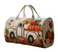 Halloween Quilted Duffle Bag for Women, Spooky Haunted House Print Cylinder Weekend Holdall, Lightweight Quilted Gym Overnight Travel Bag with 2 Sizes for Halloween Trip Gym Holiday