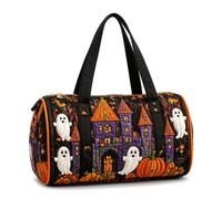 Halloween Quilted Duffle Bag,Retro Boho Travel Beach Portable Weekender Bag (A,L(18″Lx9″Wx9″H))