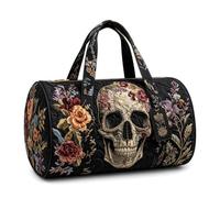 Halloween Quilted Duffle Bag,Retro Boho Travel Beach Portable Weekender Bag (B,L(18″Lx9″Wx9″H))