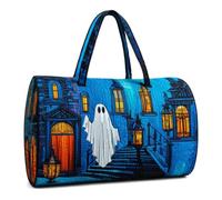 Halloween Quilted Duffle Bag,Retro Boho Travel Beach Portable Weekender Bag (B2,L(18″Lx9″Wx9″H))