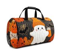 Halloween Quilted Duffle Bag,Retro Boho Travel Beach Portable Weekender Bag (C,L(18″Lx9″Wx9″H))