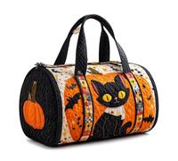 Halloween Quilted Duffle Bag,Retro Boho Travel Beach Portable Weekender Bag (E3,L(18″Lx9″Wx9″H))