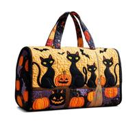 Halloween Quilted Duffle Bag,Retro Boho Travel Beach Portable Weekender Bag (I,L(18″Lx9″Wx9″H))