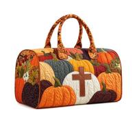 Halloween Quilted Duffle Bag,Retro Boho Travel Beach Portable Weekender Bag (J,L(18″Lx9″Wx9″H))