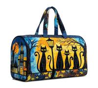 Halloween Quilted Duffle Bag,Retro Boho Travel Beach Portable Weekender Bag (K,L(18″Lx9″Wx9″H))