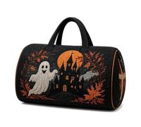 Halloween Quilted Duffle Bag,Retro Boho Travel Beach Portable Weekender Bag (L(18″Lx9″Wx9″H),A1)