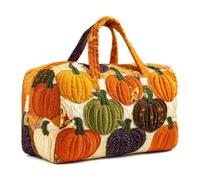 Halloween Quilted Duffle Bag,Retro Boho Travel Beach Portable Weekender Bag (L1,L(18″Lx9″Wx9″H))