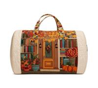 Halloween Quilted Duffle Bag,Retro Boho Travel Beach Portable Weekender Bag (P1,L(18″Lx9″Wx9″H))