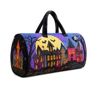 Halloween Quilted Duffle Bag,Retro Boho Travel Beach Portable Weekender Bag (Q2,L(18″Lx9″Wx9″H))