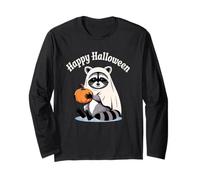 Halloween Raccoon Ghost Costume Pumpkin Funny Spooky Long Sleeve T-Shirt