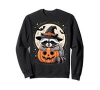 Halloween Raccoon Witch Hat Pumpkin Spooky Sweatshirt